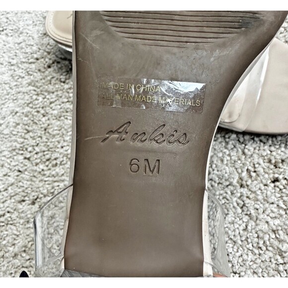 Ankis Clear Ankle Strap Dress Sandals Womens 6 Low Heel - Picture 5 of 5